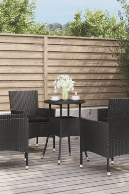 vidaXL 3187417 - 5 Piece Garden Bistro Set with Cushions Poly Rattan