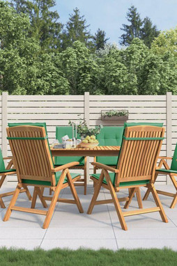 vidaXL 3196498 - Reclining Garden Chairs with Cushions 6 pcs Solid Wood Teak