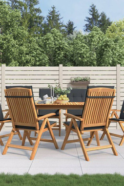 vidaXL 3196500 - Reclining Garden Chairs with Cushions 6 pcs Solid Wood Teak