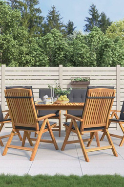 vidaXL 3196493 - Reclining Garden Chairs with Cushions 6 pcs Solid Wood Teak