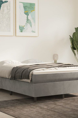vidaXL 3144714 - Box Spring Bed with Mattress Light 152x203 cm Queen Velvet