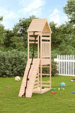 vidaXL 3156919 - Playhouse with Climbing Wall Solid Wood Pine
