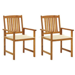 vidaXL 3061171 - Garden Chairs with Cushions 2 pcs Solid Acacia Wood