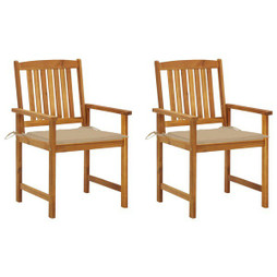 vidaXL 3061173 - Garden Chairs with Cushions 2 pcs Solid Acacia Wood