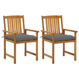 vidaXL 3061199 - Garden Chairs with Cushions 2 pcs Solid Acacia Wood