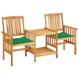 vidaXL 3061280 - Garden Chairs with Tea Table and Cushions Solid Acacia Wood