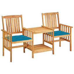 vidaXL 3061294 - Garden Chairs with Tea Table and Cushions Solid Acacia Wood