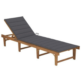 vidaXL 3064164 - Folding Sun Lounger with Cushion Solid Acacia Wood