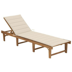 vidaXL 3064166 - Folding Sun Lounger with Cushion Solid Acacia Wood