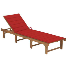 vidaXL 3064170 - Chaise longue pliable avec coussin Bois d'acacia solide