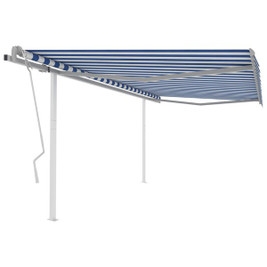 vidaXL 3069936 - Manual Retractable Awning with Posts 4x3 m and White
