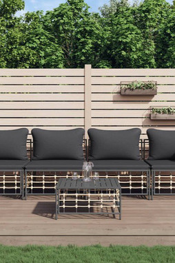 vidaXL 3186701 - Salon de jardin 5 pcs avec coussins anthracite résine tressée