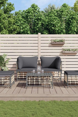vidaXL 3186715 - Salon de jardin 5 pcs avec coussins anthracite résine tressée