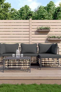 vidaXL 3186741 - Salon de jardin 4 pcs avec coussins anthracite résine tressée