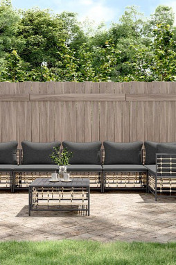 vidaXL 3186757 - Salon de jardin 7 pcs avec coussins anthracite résine tressée