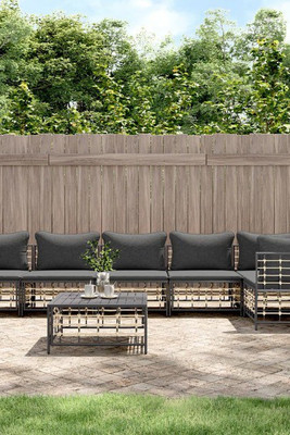 vidaXL 3186757 - Salon de jardin 7 pcs avec coussins anthracite résine tressée
