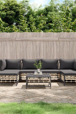 vidaXL 3186781 - Salon de jardin 7 pcs avec coussins anthracite résine tressée