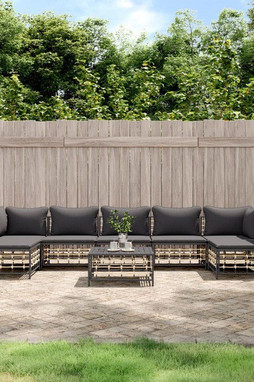 vidaXL 3186795 - Salon de jardin 8 pcs avec coussins anthracite résine tressée