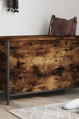 vidaXL 839015 - Banc de rangement chêne fumé 80x42,5x50 cm bois dingénierie