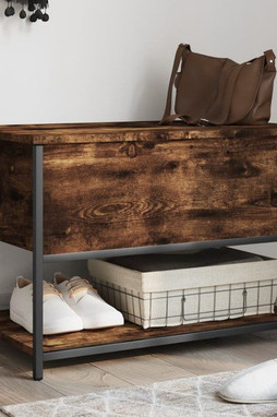 vidaXL 839020 - Banc de rangement chêne fumé 70x42,5x47 cm bois dingénierie