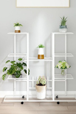 vidaXL 343122 - Flower Stand with Wheels 94.5x24.5x91.5 cm Iron