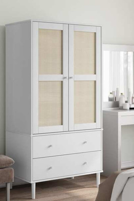 vidaXL 358035 - Garde-robe SENJA aspect rotin blanc 90x55x175cm bois massif pin
