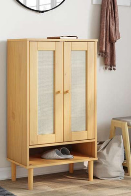 vidaXL 358049 - Shoe Cabinet SENJA Rattan Look 59.5x35x107 cm Solid Wood