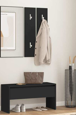 vidaXL 833512 - Ensemble de meubles de couloir noir bois dingénierie
