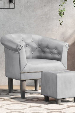 vidaXL 356502 - Fauteuil avec repose-pied argenté similicuir