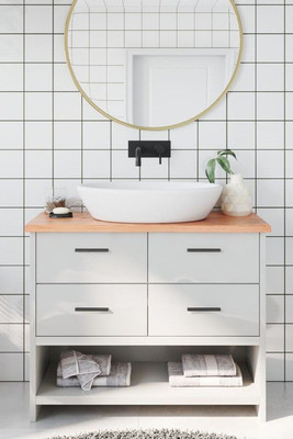 vidaXL 3156125 - Bathroom Countertop Light 100x30x2 cm Treated Solid Wood