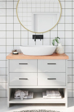 vidaXL 3156127 - Comptoir de salle de bain marron 100x30x(2-6) cm bois traité