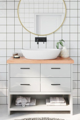vidaXL 3156127 - Bathroom Countertop Light 100x30x(2-6)cm Treated Solid Wood