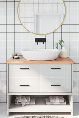 vidaXL 3156131 - Comptoir de salle de bain marron clair 100x50x2 cm bois traité