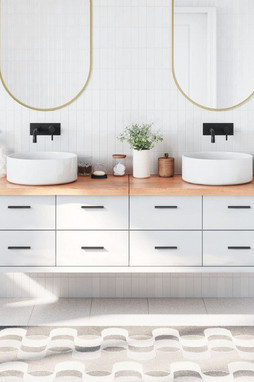 vidaXL 3156165 - Comptoir de salle de bain marron 180x50x(2-4) cm bois traité