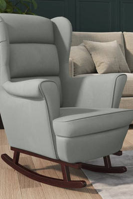 vidaXL 329363 - Fauteuil à bascule et pieds en bois d'hévéa clair Velours