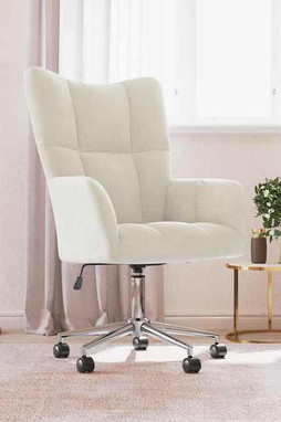 vidaXL 328170 - Chaise de relaxation Blanc crème Velours