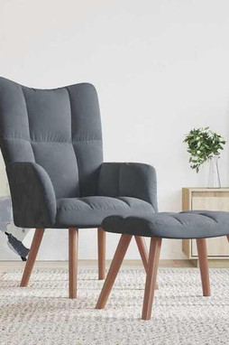 vidaXL 328063 - Chaise de relaxation avec repose-pied foncé Velours
