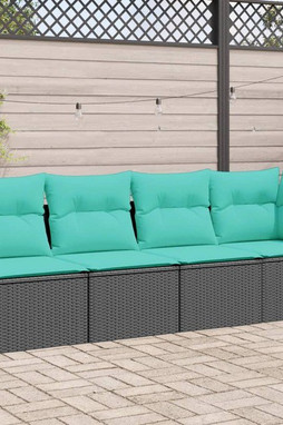 vidaXL 366026 - Canapé de jardin avec coussins 4 places noir résine tressée