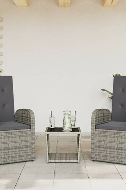 vidaXL 3277607 - Ensemble à manger de jardin 3 pcs coussins gris résine tressée