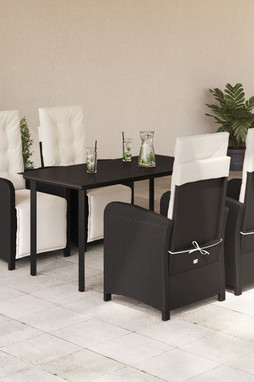 vidaXL 3212523 - Ensemble à manger de jardin coussins 5pcs Résine tressée