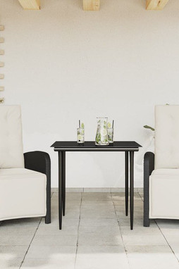 vidaXL 3212514 - Ensemble de bistro 3 pcs avec coussins noir résine tressée