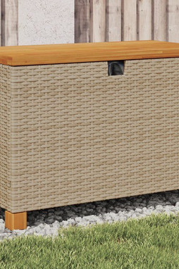 vidaXL 366284 - Boîte de rangement de jardin beige résine tressée bois dacacia