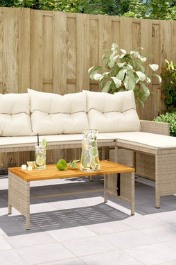 vidaXL 365583 - Canapé de jardin avec table et coussins en forme de L beige
