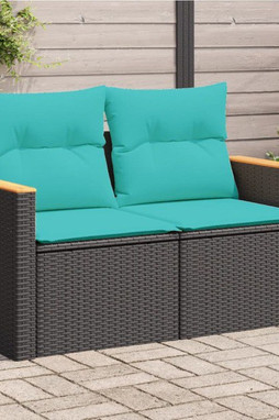 vidaXL 366047 - Canapé de jardin avec coussins 2 places noir résine tressée