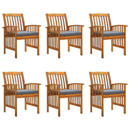 vidaXL 3120448 - Garden Dining Chairs 6 pcs with Cushions Solid Wood Acacia