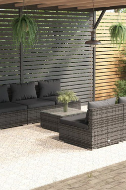 vidaXL 3101453 - Salon de jardin 6 pcs avec coussins résine tressée gris
