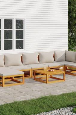 vidaXL 3155306 - Salon de jardin 8 pcs avec coussins gris clair bois massif