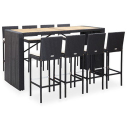 vidaXL 49566 - Ensemble de bar dextérieur 9 pcs Résine tressée et acacia
