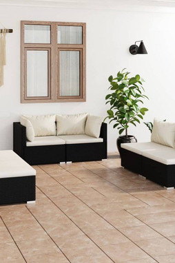 vidaXL 3102207 - Salon de jardin 6 pcs avec coussins Résine tressée