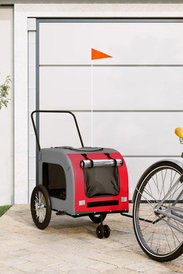 vidaXL 93852 - Pet Bike Trailer and Grey Oxford Fabric and Iron